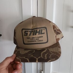 Vintage Stihl Chainsaw Camo Advertising Ball Cap/Hat